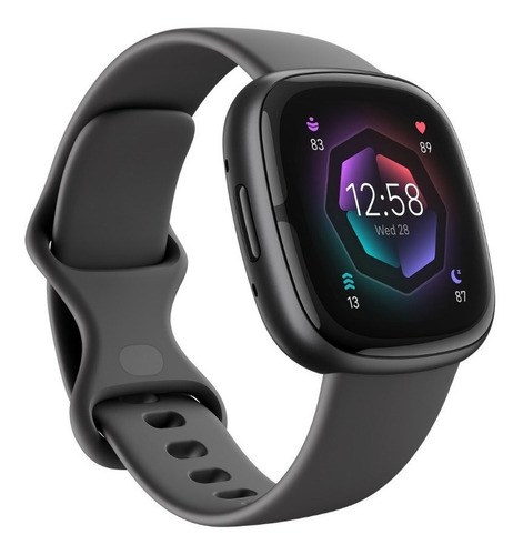 Smartwatch Fitbit Sense 2 caja de aluminio grafito, malla gris sombreado