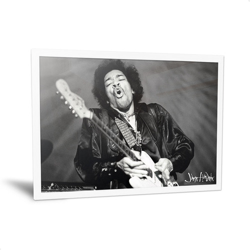 Cuadro Jimi Hendrix Con Guitarra Marco Vidrio Y Foto 35x50cm