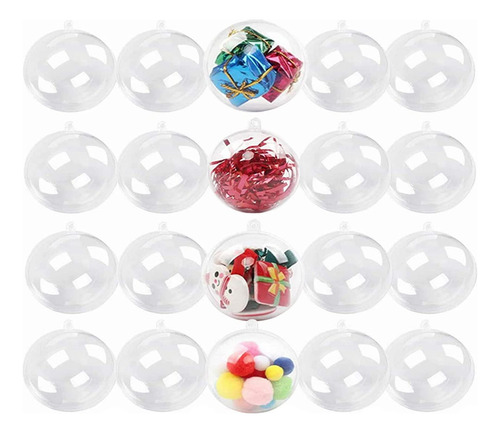 Paquete De 20 Bolas Transparentes Decorativas Para Navidad