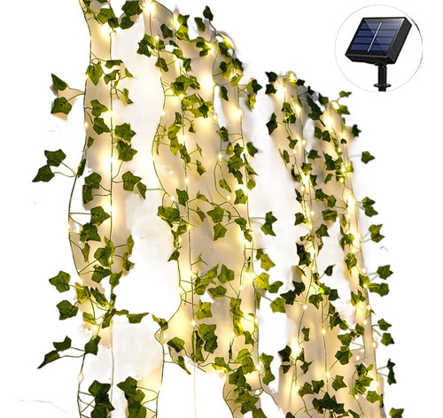 Decoración Hojas Verdes Artificiales Exterior +luces Solares