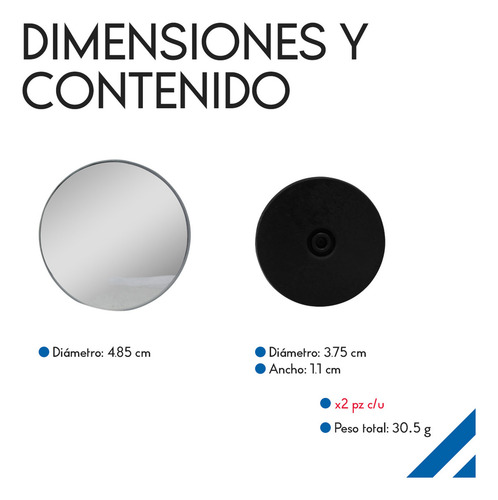 Juego De Espejos Convexos Para Auto Diler Auxiliar De Punto Ciego Para Retrovisores Laterales Con Gran Angular 360° Ajustable Y Sin Marco
