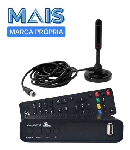 Kit Conversor Digital Hd Hdtv E Antena Interna Digital De Tv