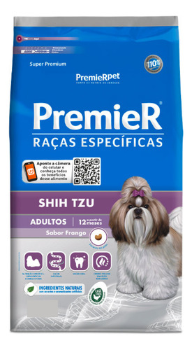 Ração Premier Para Cães Shih Tzu Adulto 7,5kg Sabor Frango