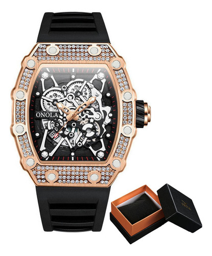Reloj Onola Classic Diamond Quartz A Prueba De Agua Color De La Correa Rose Black