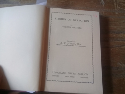 Jepson,stories Of Detection By Modern Writers. 1939