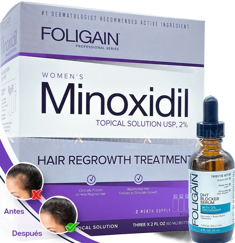 Total Pack Minoxidil 2% Tópico + Suero Bloqueador Dht 59 Ml