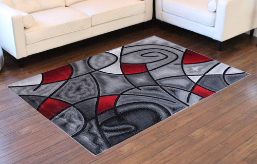 Alfombra Moderna Contemporanea Color Gris Negro