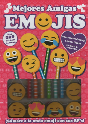 Emojis Mejores Amigas - 6 Borradores De Emojis + 6 Lapices +