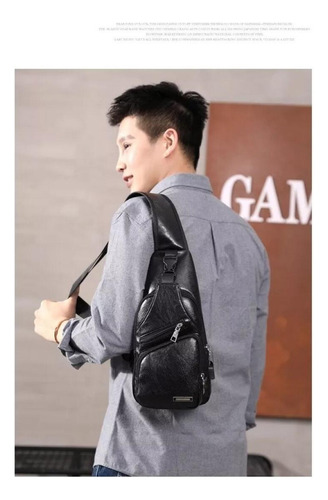 Mochila De Hombro Bandolera Antirobo Piel Con Usb