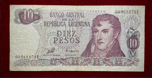 Billete 10 Pesos Ley Serie E 1976 Bottero 2362 Tirada Corta 