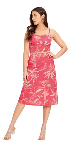 comprar Saia Midi Canelada Estampada Com Cintura Alta Lunender 50700