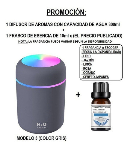 Imagen 3 de 10 de Humidificador Atomizador Difusor De Aroma Luz Led Azul Usb