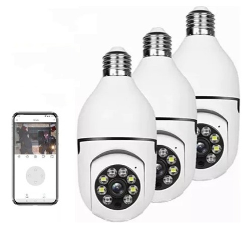 3 Piezas Camara Tipo Foco Ptz Impermeable De1080 Con Wifi Hd