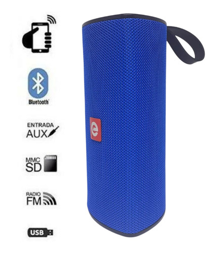 Imagem 2 de 6 de Caixa De Som Bluetooth Alto Falante Usb Sd Fm Exbom Azul