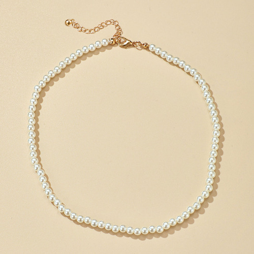 Gargantilla De Aleacion Blanca De Perlas Falsas Para Mujer
