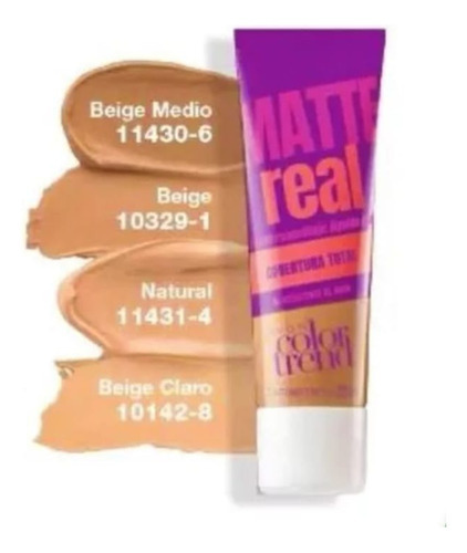 Base de maquillaje en crema Color Trend BASE DE MAQUILLAJE LIQUIDA MATE Matte Real tono beige claro - 25mL 25g