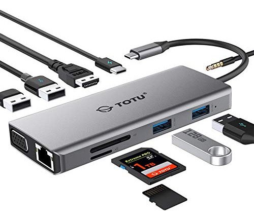 Hub Usb C, Hub Tipo C, Adaptador Totu 11 En 1 Con Ethernet,