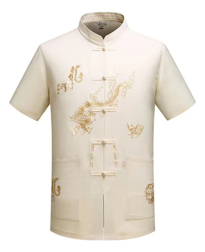 Camisa Masculina De Estilo Tradicional Chino Hanfu Gola Homb