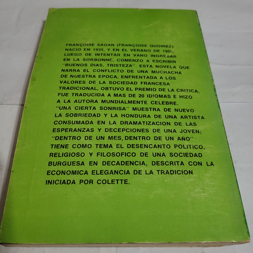 Buenos Dias,tristeza,dentro De Un Mes,francoise Sagan (Usado)