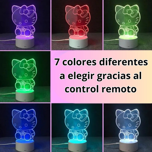 Lampara De Mesa Acrílico 3d Hello Kitty Lampara De Noche Blanco Transparente