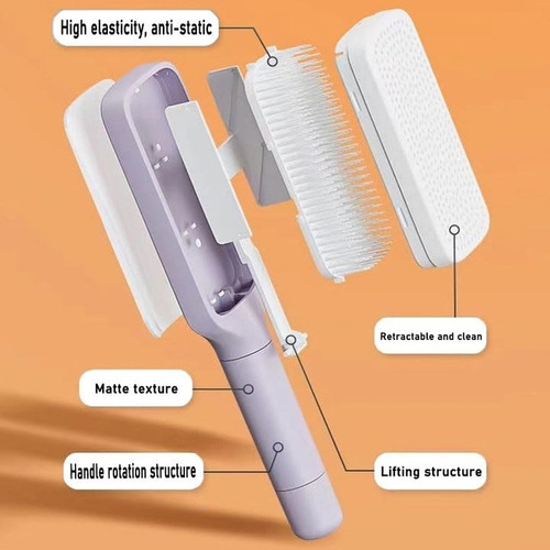 2pc Cepillo Para El Cabello Autolimpiante,peine Para Masaje