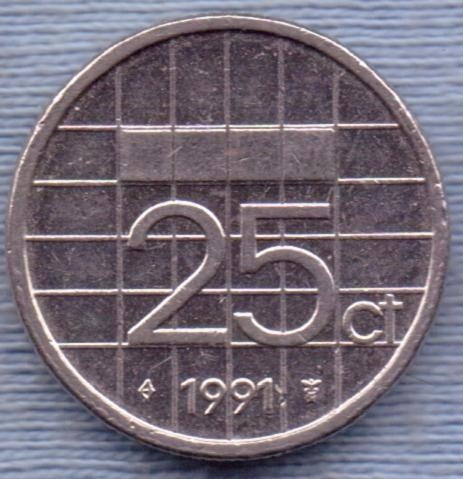 Imagen 2 de 2 de Holanda 25 Cents 1991 * Beatrix *