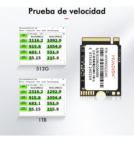 Disco Duro Huadisk M.2 Ssd Nvme Pcie 3.0 De 2 Tb