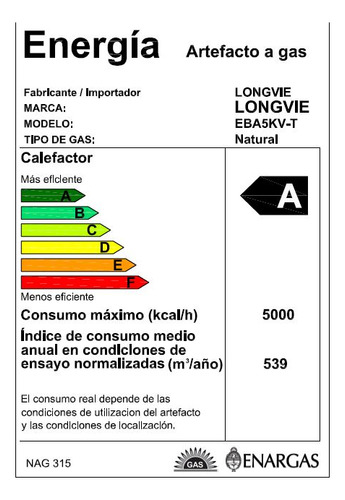 Imagen 2 de 6 de Calefactor T Balanceado Longvie Eba5kvt 5000cal Premium Viso