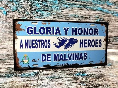 Cartel Chapa Heroes Islas Malvinas Argentinas Apto Exterior