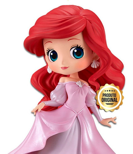 Boneca Q Posket Ariel Vestido Rosa | Disney | Banpresto