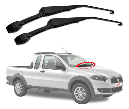 Par Braço Limpador Parabrisa Dianteiro Fiat Strada 2011