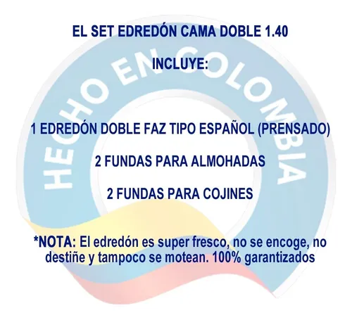 Set Edredón Blanco/ Prensado/ Cama Doble 1.40