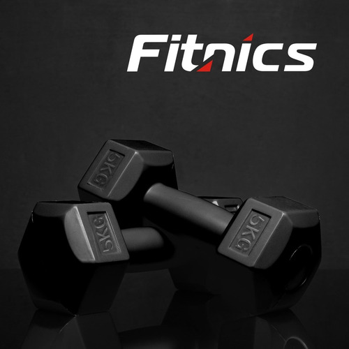 Mancuernas 5kg C/u 10kg Total Pvc Cementada Hexagonal Set 2 Fitnics