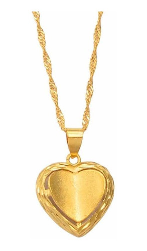 Collar Importado Diseño Corazón Bañado En Oro 18k 