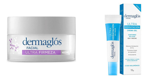 Kit Dermaglós: 1 Crema Facial Ultra Firmeza Noche 50g + 1 Crema Gel Contorno Ojos Hidratante 15g
