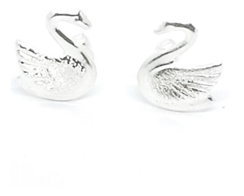 Aretes De Cisne De Plata 925 Broquel +estuche Ci1