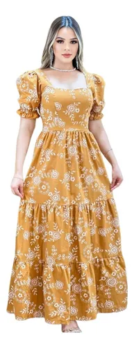 Vestido Longo Luxo Manga Curto 3 Marias