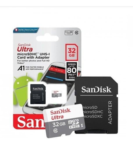 Tarjeta Memoria Micro Sd Card Sandisk Class 10 80mbs /32gb 