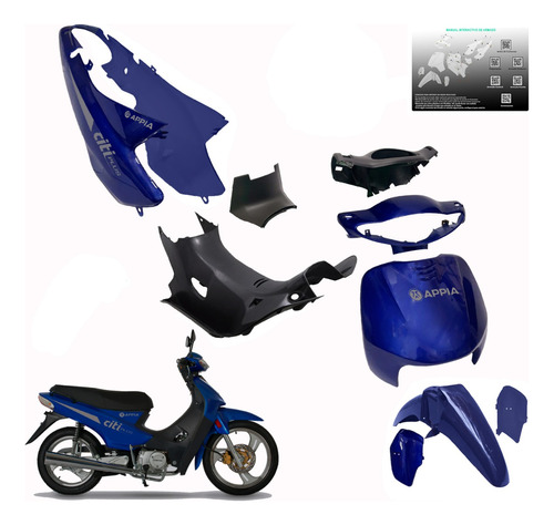 Kit Plasticos Appia Citi 110 Azul Bicapa + Calcos De Regalo