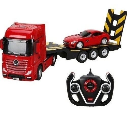 Trailer Camion Mercedes Benz Control Remoto + Carro Amg R/c Color Rojo