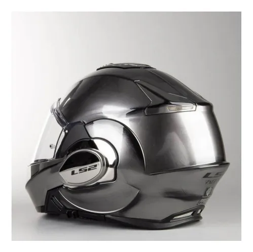 Casco Ls2 Ff399 Valiant Jeans cromado cepillado y cierre de