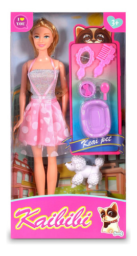 Muñeca Articulada Kaibibi Pet Shop Baño Perro Amiga Brb