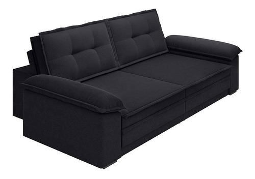 Sofá 4 Lugares Luxor Retrátil E Reclinável Preto 2,30m