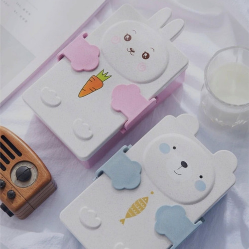 Vianda Infantil Lunchera Hermética Con Cubiertos Chufi Bebés Blanco Y Rosa Conejo