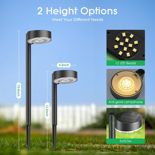 Luz Solar Para Camino Exterior Con 12 Led Ip65 Impermeable