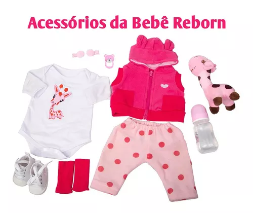 Boneca Bebê Reborn Girafinha Realista 48cm Corpo De Silicon