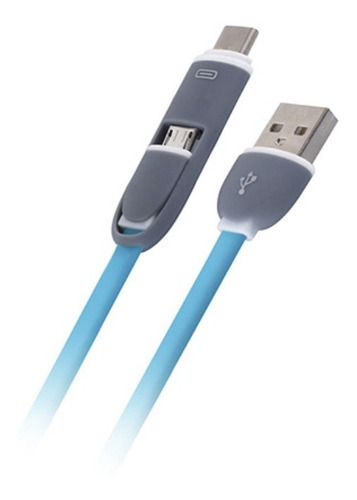 Cable Micro Usb Y Usb-c 2 En 1 Azul - Revogames