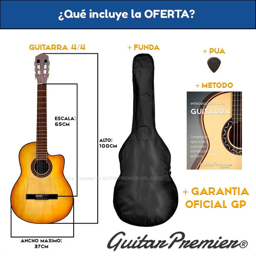 Guitarra Criolla Superior Con Corte Colores + Funda Garantia