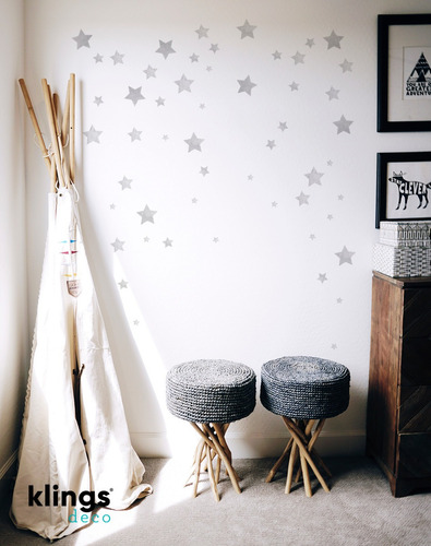 Imagen 2 de 5 de Vinilos Decorativos Estrellas Acurealas Gris