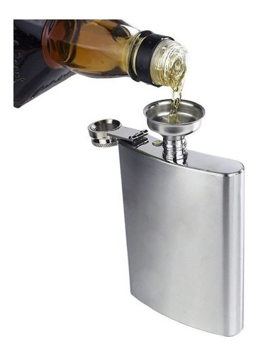 Imagem 1 de 4 de Cantil Inox Frasco 230ml Garrafa Whiskeira Whisky Bolso Bar